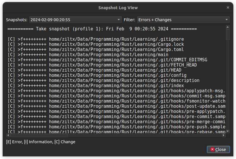 Backup Log View