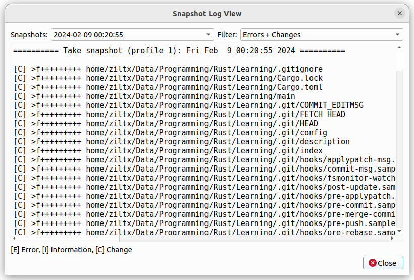 Backup Log View